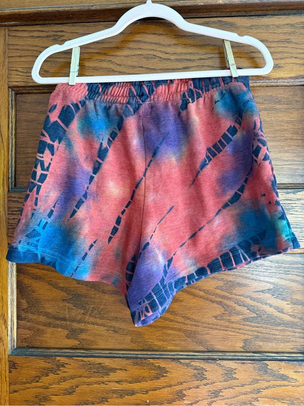 AVIATOR NATION Hand Dyed Lounger Zip Shorts High Waist Tie Dye Drawstring L - Picture 2 of 8